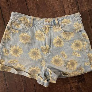 Sunflower Print American Eagle Jean Shorts
